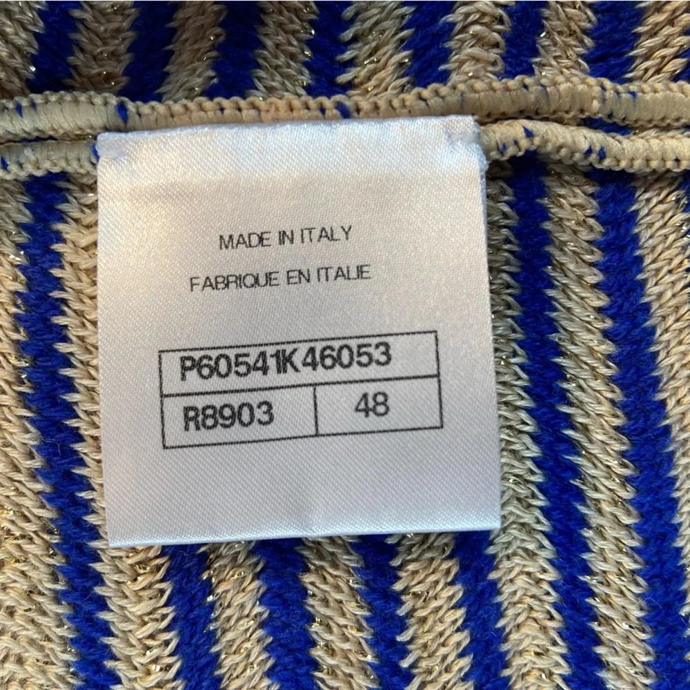 CHANEL Striped Metallic Knit Cardigan from 2019 Cruise La Pausa Size 48 - Picture 10 of 12
